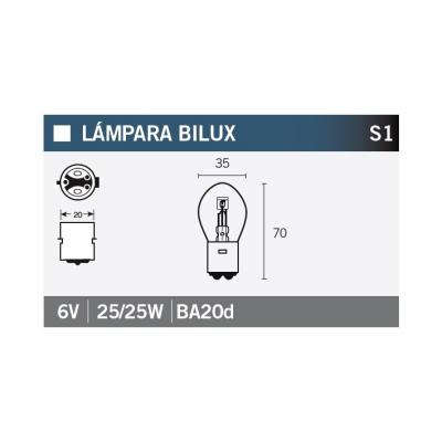 Ampoule Vicma S1 BA20D Bilux 6V 25/25W
