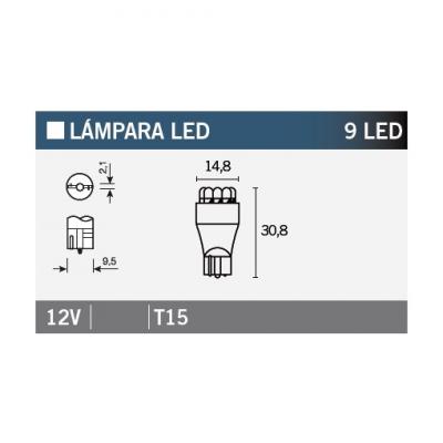Ampoule Vicma T15 9 LEDs 12V Orange