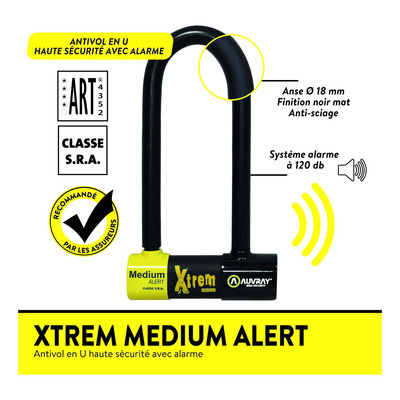 Antivol alarme U Xtrem Medium Alert 250x85mm Ø18mm SRA