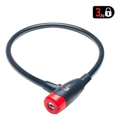 Antivol câble Ø12mm à clé Qloc 650mm - noir/rouge