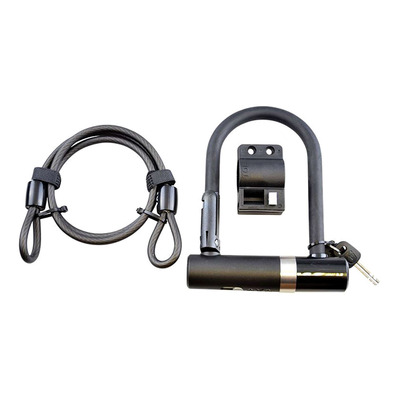 Antivol en U Axa Newton Mini à clé 90mm x 150mm + câble Ø8mm x 1m noir (support inc)