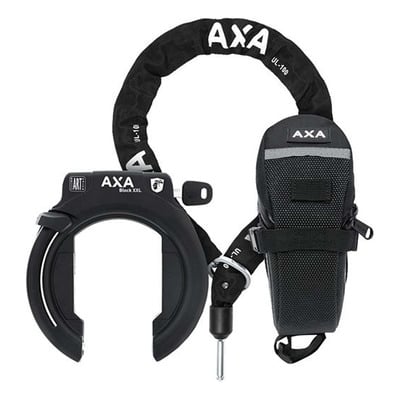 Antivol vélo fer à cheval AXA Block XXL + chaîne Ø5,5x1,00m + sacoche de selle noir