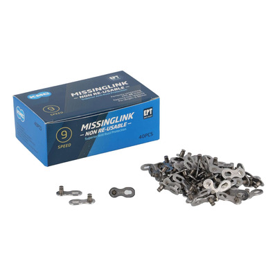 Attache rapide vélo KMC chaîne 9v EPT NR anti-rouille argent (x40)