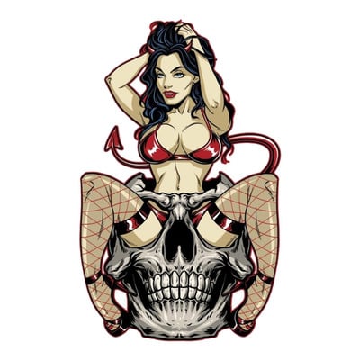 Autocollant Lethal Threat diable pin-up 60x80 mm