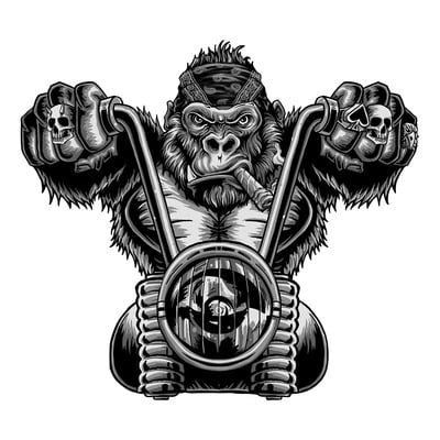 Autocollant Lethal Threat gorille biker 60x80 mm