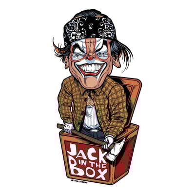 Autocollant Lethal Threat jack in the box 60x80 mm