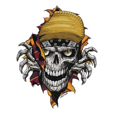 Autocollant Lethal Threat low rider rip skull 60x80 mm