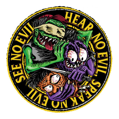 Autocollant Lethal Threat see speak hear no evil monsters 60x80 mm