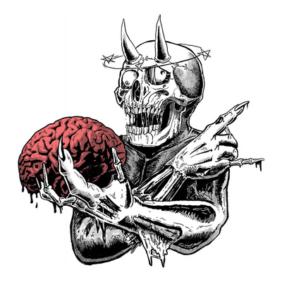 Autocollant Lethal Threat Skull brain 60x80 mm