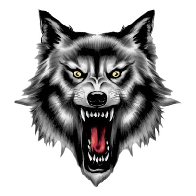 Autocollant Lethal Threat wolf head 60x80 mm
