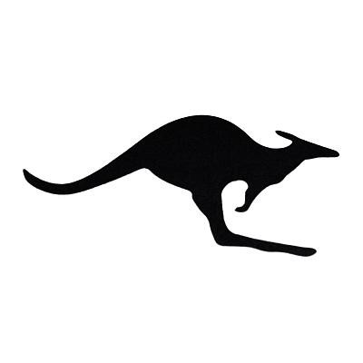 Autocollant Meryt kangourou noir 10,5cm x 5,5cm