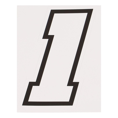 Autocollant numéro 1 blanc contour noir