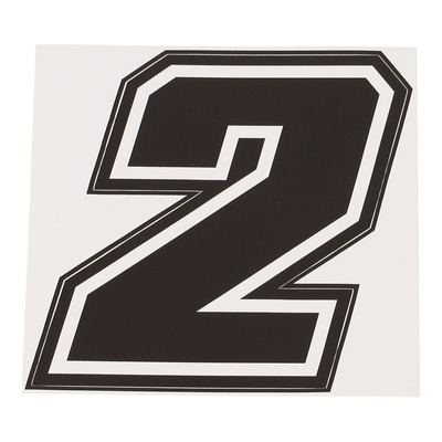 Autocollant numéro 2 noir contour blanc