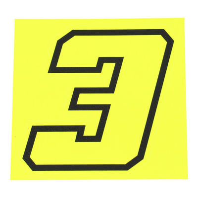Autocollant numéro 3 jaune fluo contour noir