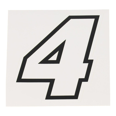 Autocollant numéro 4 blanc contour noir
