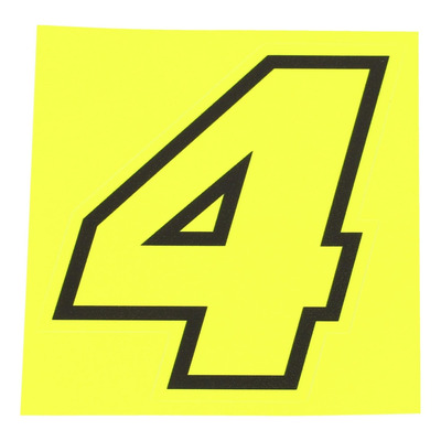 Autocollant numéro 4 jaune fluo contour noir