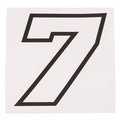 Autocollant numéro 7 blanc contour noir