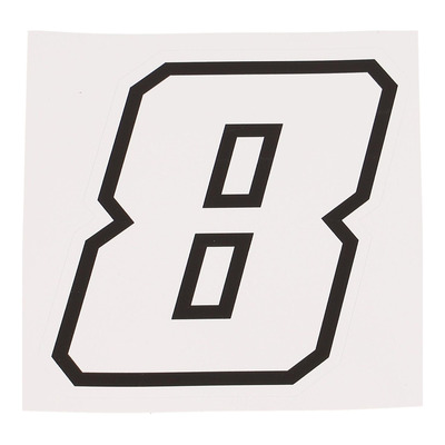 Autocollant numéro 8 blanc contour noir