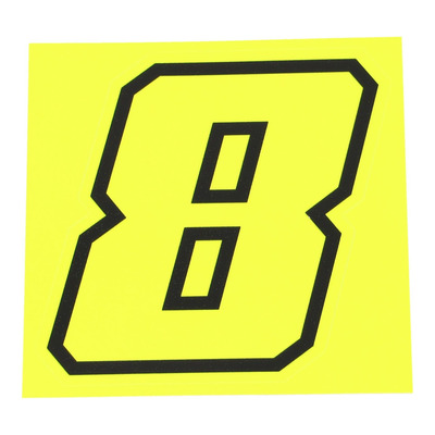 Autocollant numéro 8 jaune fluo contour noir