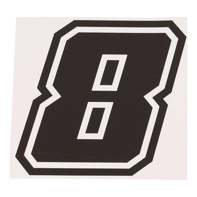 Autocollant numéro 8 noir contour blanc
