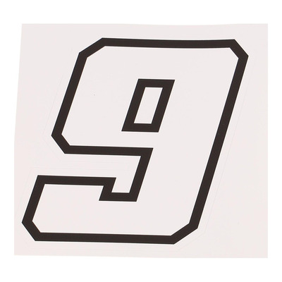 Autocollant numéro 9 blanc contour noir
