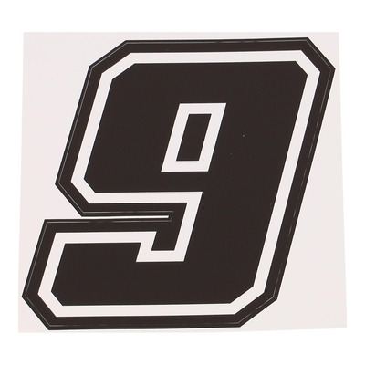 Autocollant numéro 9 noir contour blanc