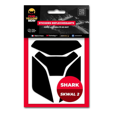 Autocollants réfléchissants Fear The Yellow Bear noir pour casque Shark Skwal 2