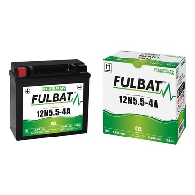 Batterie Fulbat 12N5.5-4A GEL 12V 5Ah + à gauche