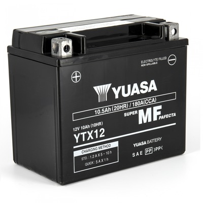 Batterie Yuasa YTX12-BS 12V 10,5 Ah prête à l’emploi