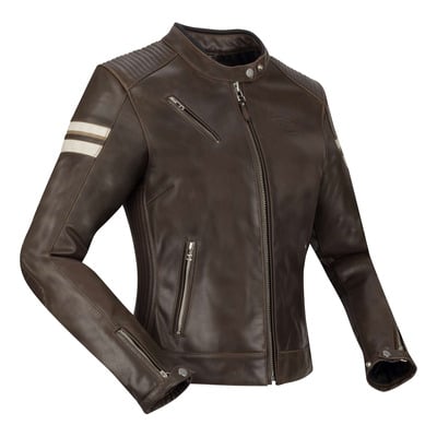 Blouson cuir femme Segura Lady Romeo marron/blanc