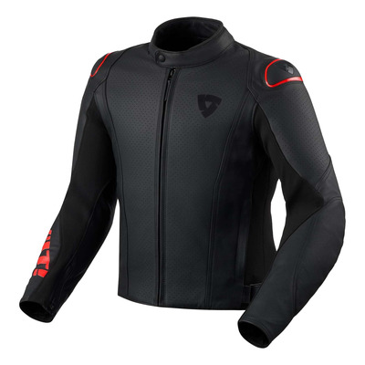 Blouson cuir Rev’It Quadratic black/neon red
