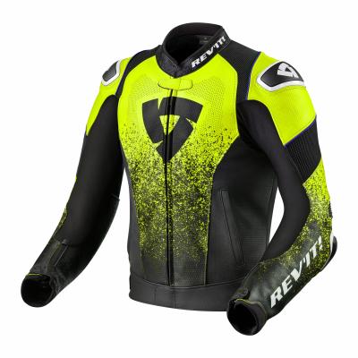 Blouson cuir Rev'it Quantum Air noir/jaune fluo