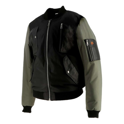 Blouson cuir/textile Helstons H-Bomb noir/kaki
