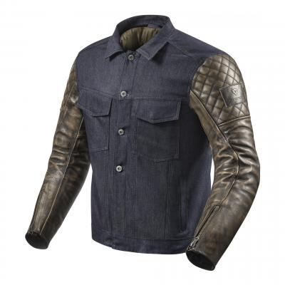 Blouson cuir/textile Rev'it Crossroads bleu/marron