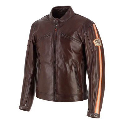 Blouson cuir Von Dutch x Helstons Fast marron/orange/beige