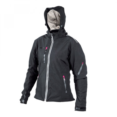 Blouson textile femme Nexone Soft-Shell noir/rose