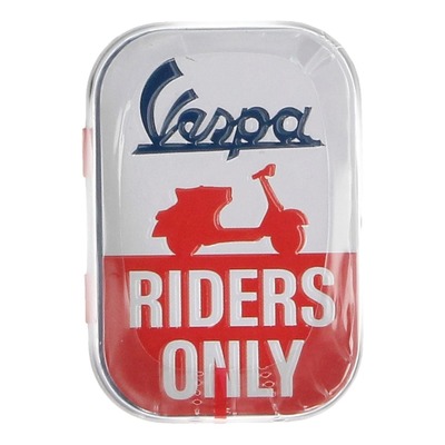 Boîte métal Vespa Riders Only bleu/blanc/rouge