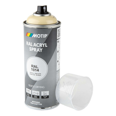 Bombe peinture Ivoire brillant acrylique RAL 1014 Motip 400 ml M07057