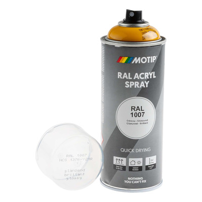 Bombe peinture Jaune narcisse brillant acrylique RAL 1007 Motip 400 ml M07076