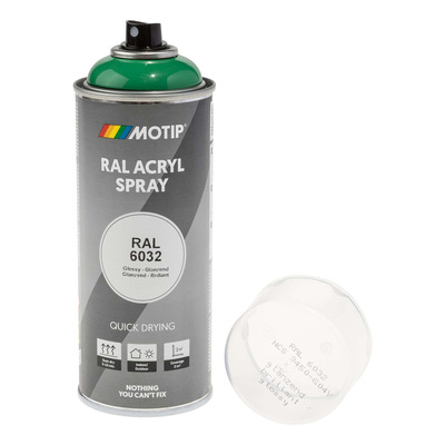 Bombe peinture Vert de sécurité brillant acrylique RAL 6032 Motip 400 ml M07169
