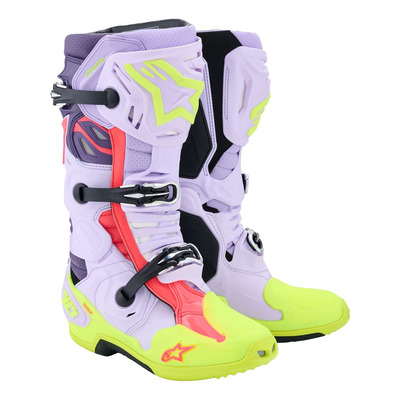 Bottes cross Alpinestars Tech 10 Supervented purple/yellow fluo/diva pink