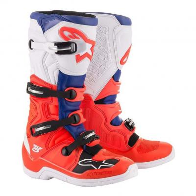 Bottes cross Alpinestars Tech 5 rouge fluo/bleu/blanc