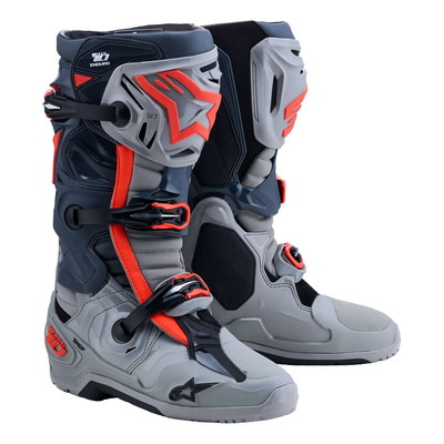 Bottes enduro Alpinestars TECH 10 Enduro mid gray/dark gray/red fluo