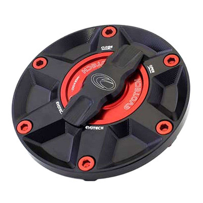 Bouchon de réservoir Evotech 1/5 de tour aluminium noir/rouge Triumph Street Triple 765 17-25