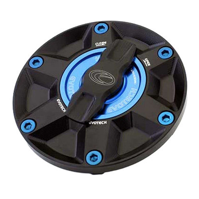 Bouchon de réservoir Evotech 1/5 de tour aluminium noir/bleu Triumph Street Triple 765 17-25