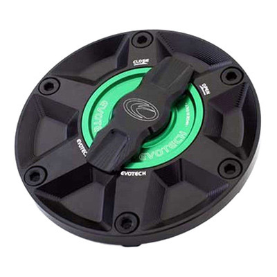 Bouchon de réservoir Evotech 1/5 de tour aluminium noir/vert Triumph Street Triple 765 17-25