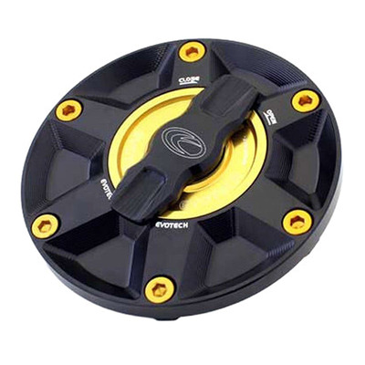 Bouchon de réservoir Evotech 1/5 de tour aluminium noir/or Triumph Street Triple 765 17-25