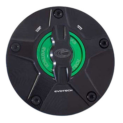Bouchon de réservoir Evotech 1/5 de tour aluminium noir/vert Kawasaki ZX-10R 04-20