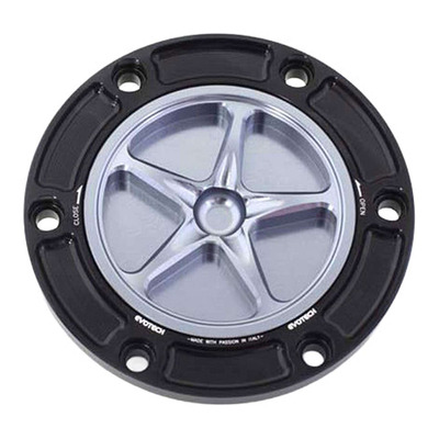 Bouchon de réservoir Evotech aluminium Titane/Noir Aprilia Tuono 660 21-25