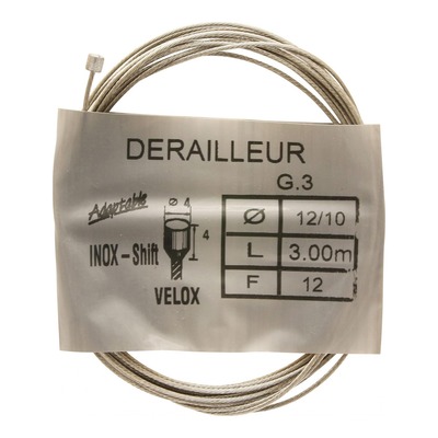 Câble de dérailleur vélo Velox Inox pour Shimano Ø12/10 (3,00m - boite de 25 câbles)
